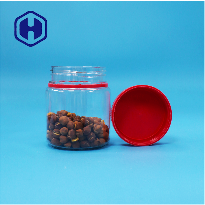 Hũ nhựa PET trong suốt có nắp vặn màu đỏ, nhỏ, rỗng, dùng đựng thực phẩm, đạt chuẩn, dùng đựng các loại hạt ngọt