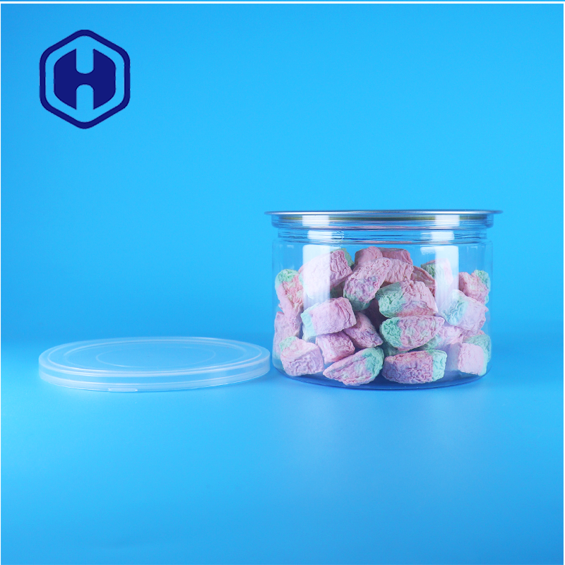 Hũ tròn PET trong suốt nắp mở dễ dàng bằng nhựa cho thực phẩm, kẹo, bánh quy, đồ ăn nhẹ, trà