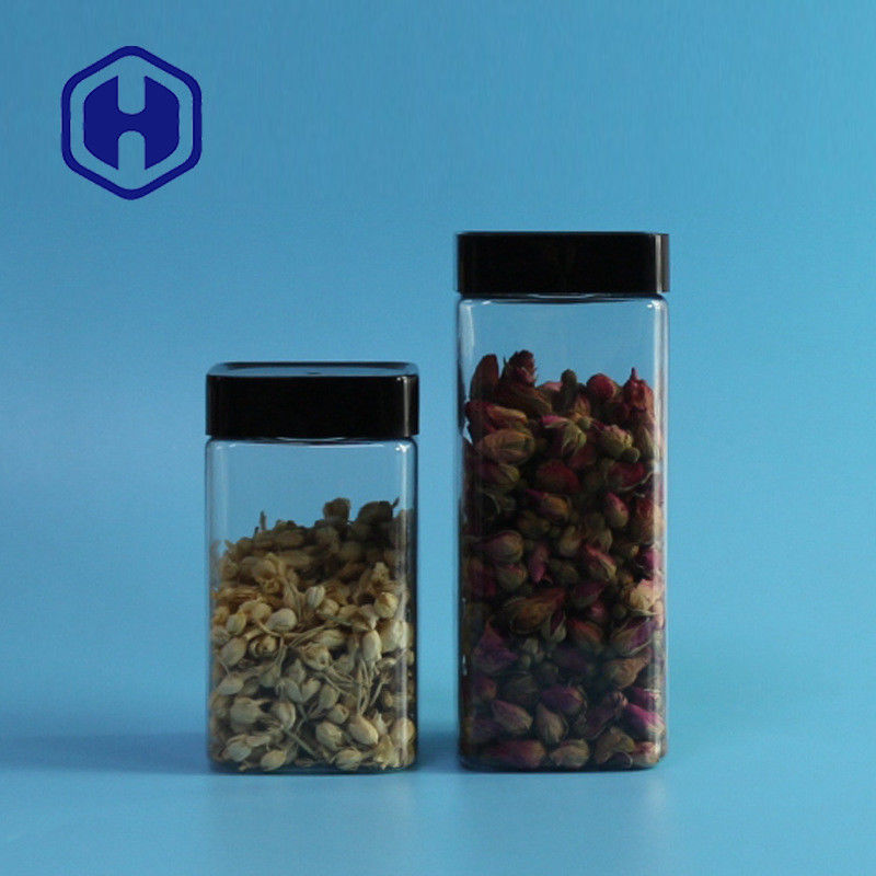 Rõ ràng trống rỗng chống rò rỉ Bình nhựa đựng bánh quy Bao bì gạo 555ml Bình PET vuông thực phẩm