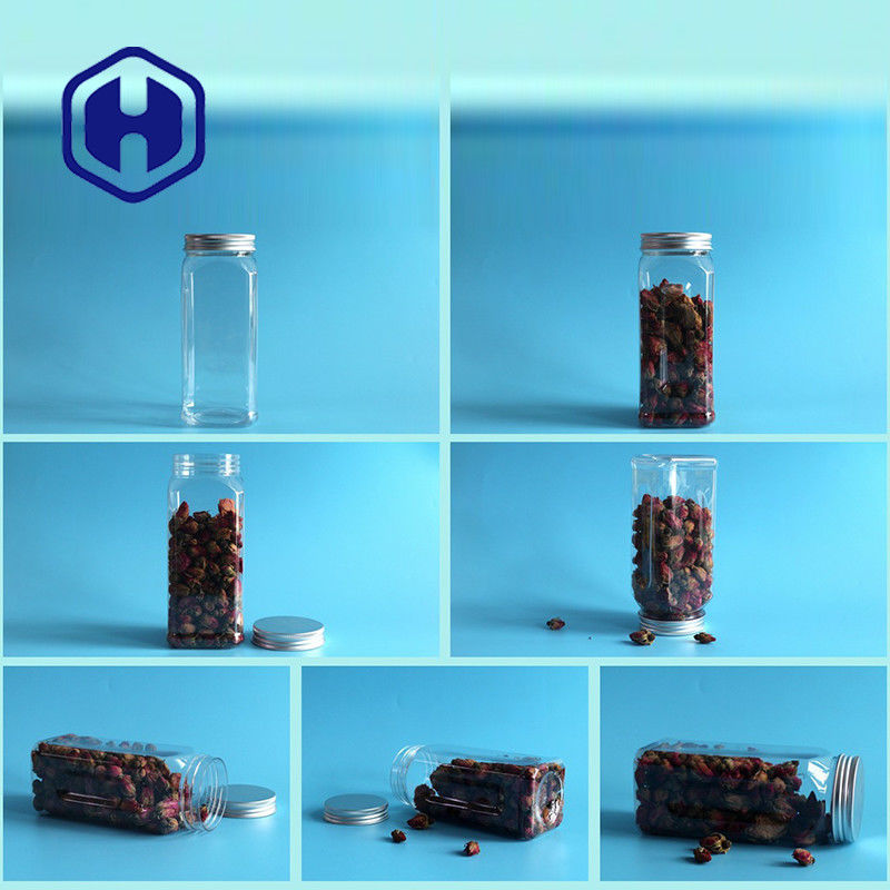 Hũ nhựa PET vuông 580ml cho thực phẩm kín miệng rộng miệng rỗng Nắp vặn bằng nhôm