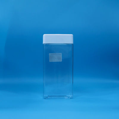 Dễ dàng mở Transparent Thực phẩm PET hình vuông Nhựa kẹo bánh quy bình màu trắng nắp nhựa