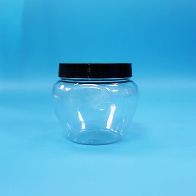 Hũ đựng bánh kẹo bằng nhựa PET trong suốt hình dạng độc đáo, nắp nhựa đen