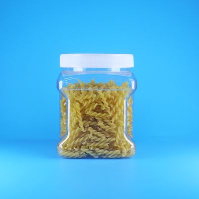 Hũ nhựa PET vuông trong suốt có nắp vặn phẳng để đựng bánh xốp, bánh quy