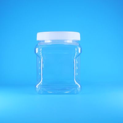 Hũ nhựa PET không có không khí, nắp vặn vuông, trong suốt, có tay cầm, dùng cho trái cây hạt ngọt, thức ăn trẻ em