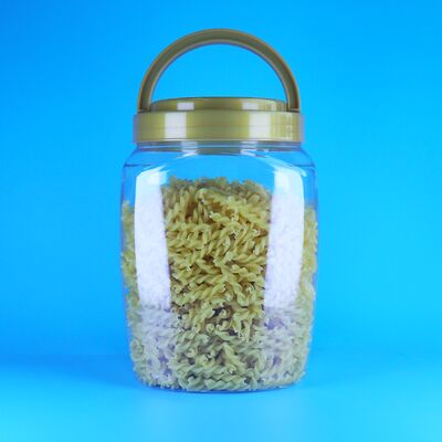 Thức ăn cấp độ rõ ràng Square tay cầm nắp nhựa PET kẹo bánh quy trẻ em đồ ăn bình