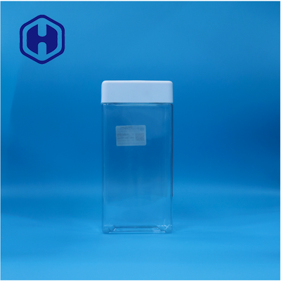 Dễ dàng mở Transparent Thực phẩm PET hình vuông Nhựa kẹo bánh quy bình màu trắng nắp nhựa